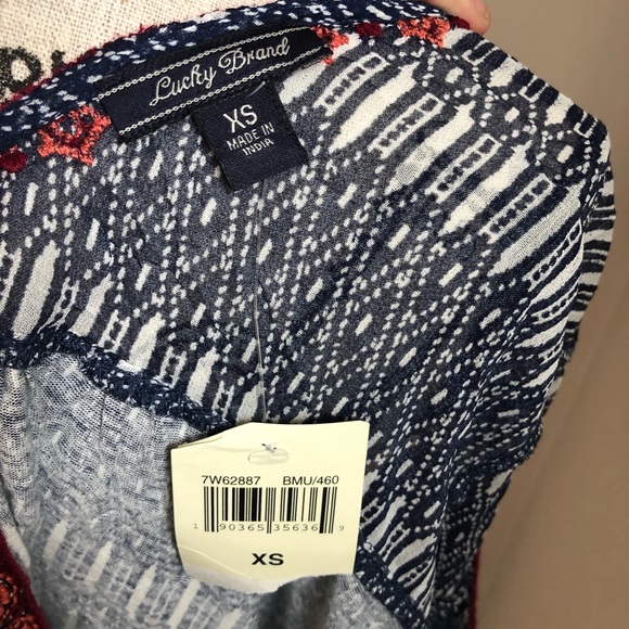 NWT Lucky Brand Vneck boho pullover top semi-sheer - Picture 8 of 8